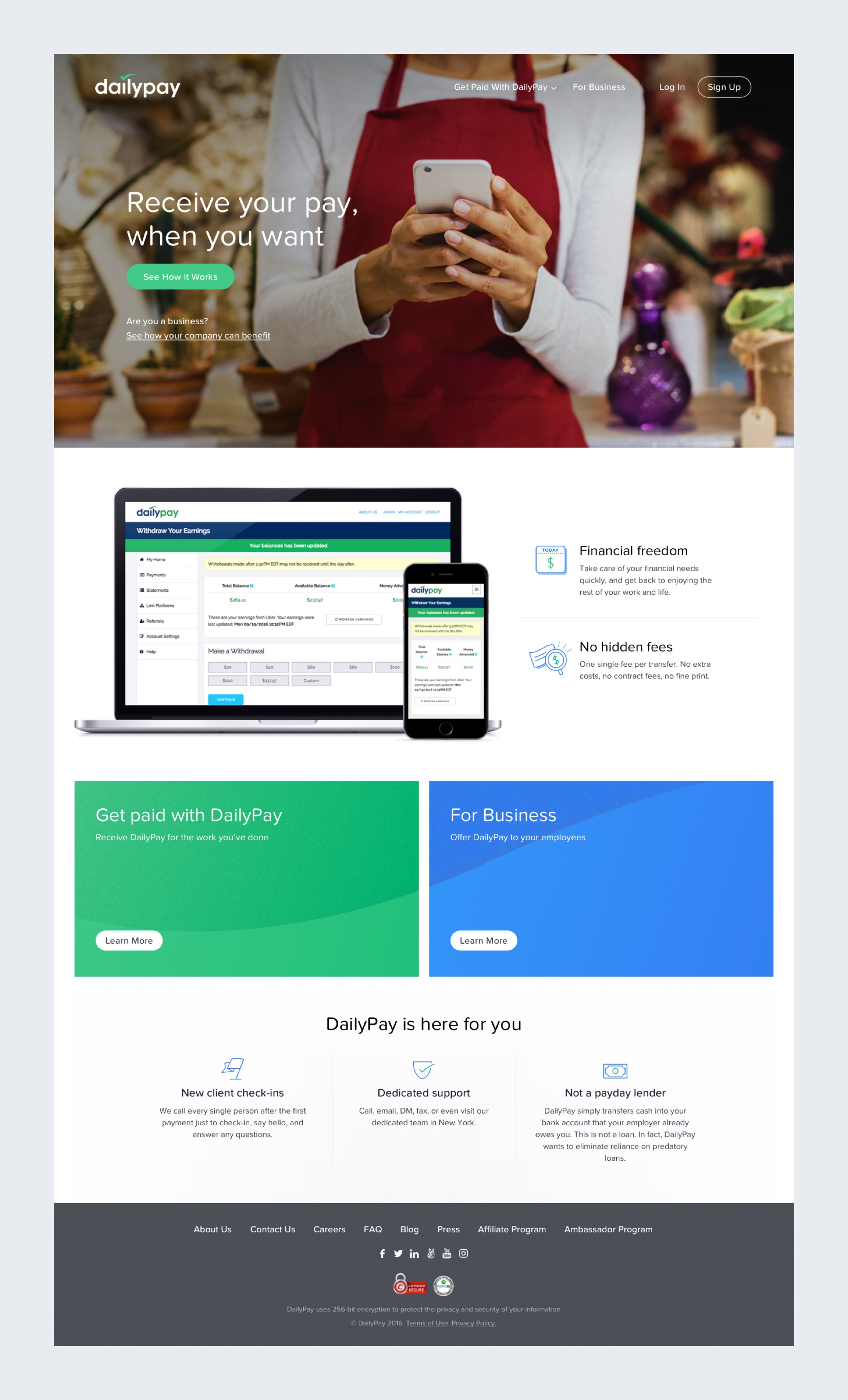 Homepage Design for DailyPay