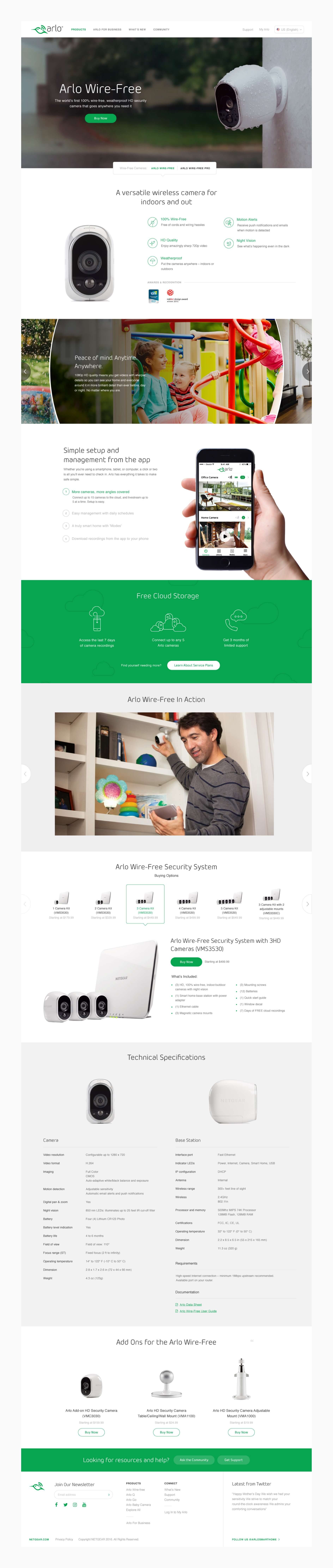 Product Landing Page Design for Arlo