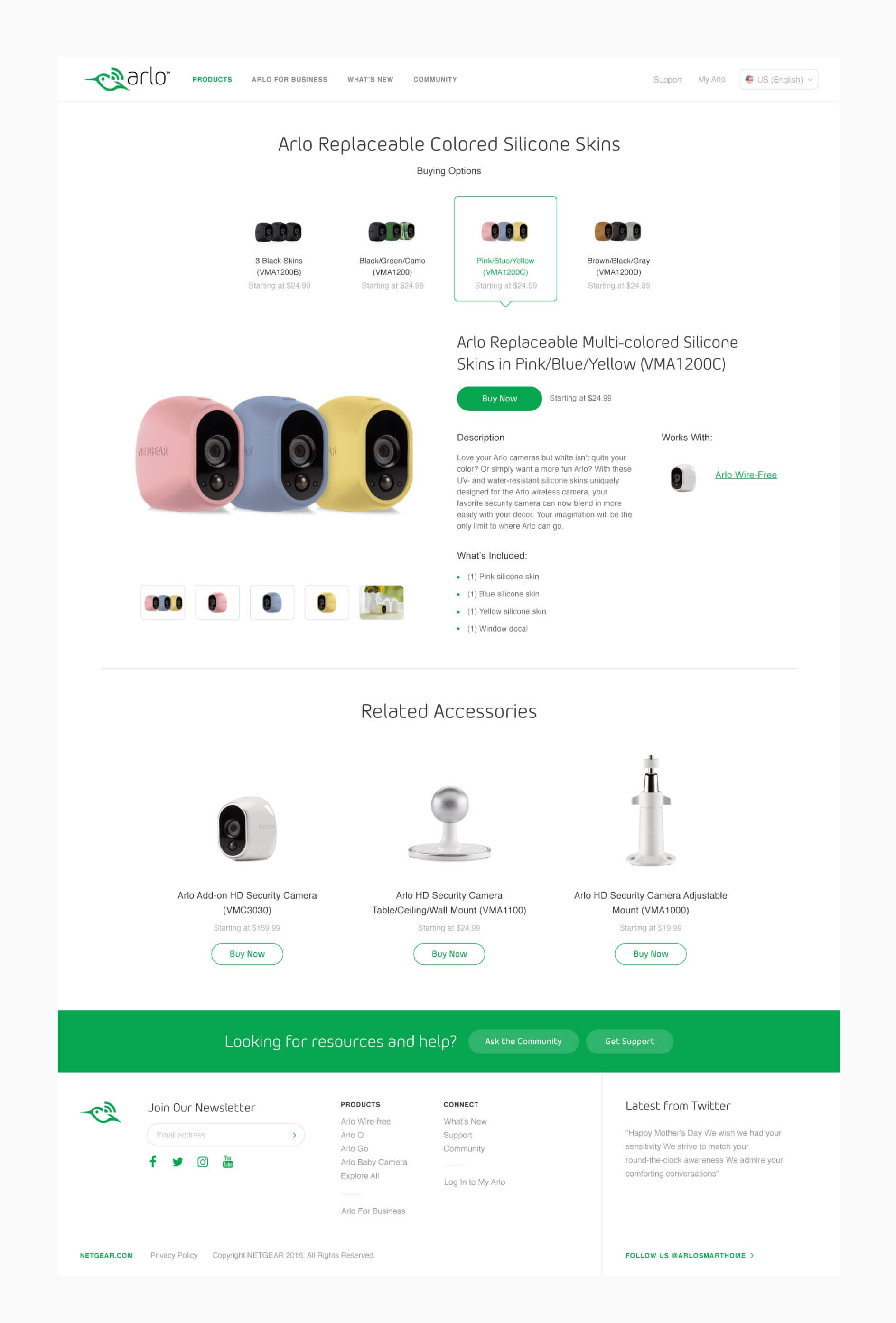 Accesory Landing Page Design for Arlo